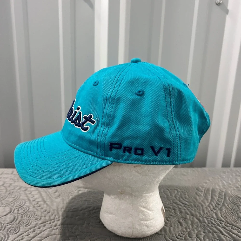 Titleist Golf Hat Mens Turquoise Blue Adjustable Strapback FJ Pro V1 Cap